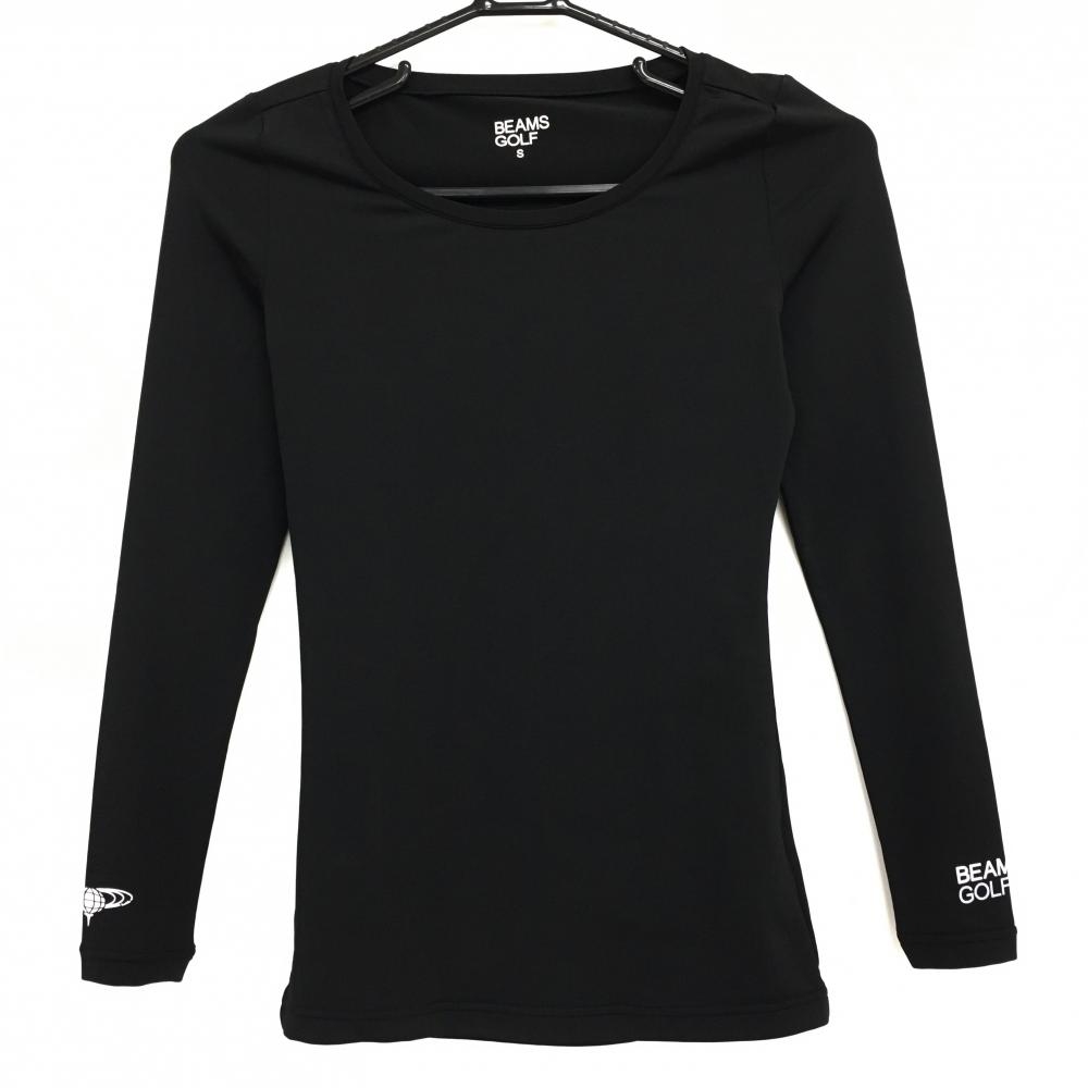 【超美品】ビームスゴルフ インナーシャツ 黒 袖ロゴ レディース S ゴルフウェア BEAMS GOLF