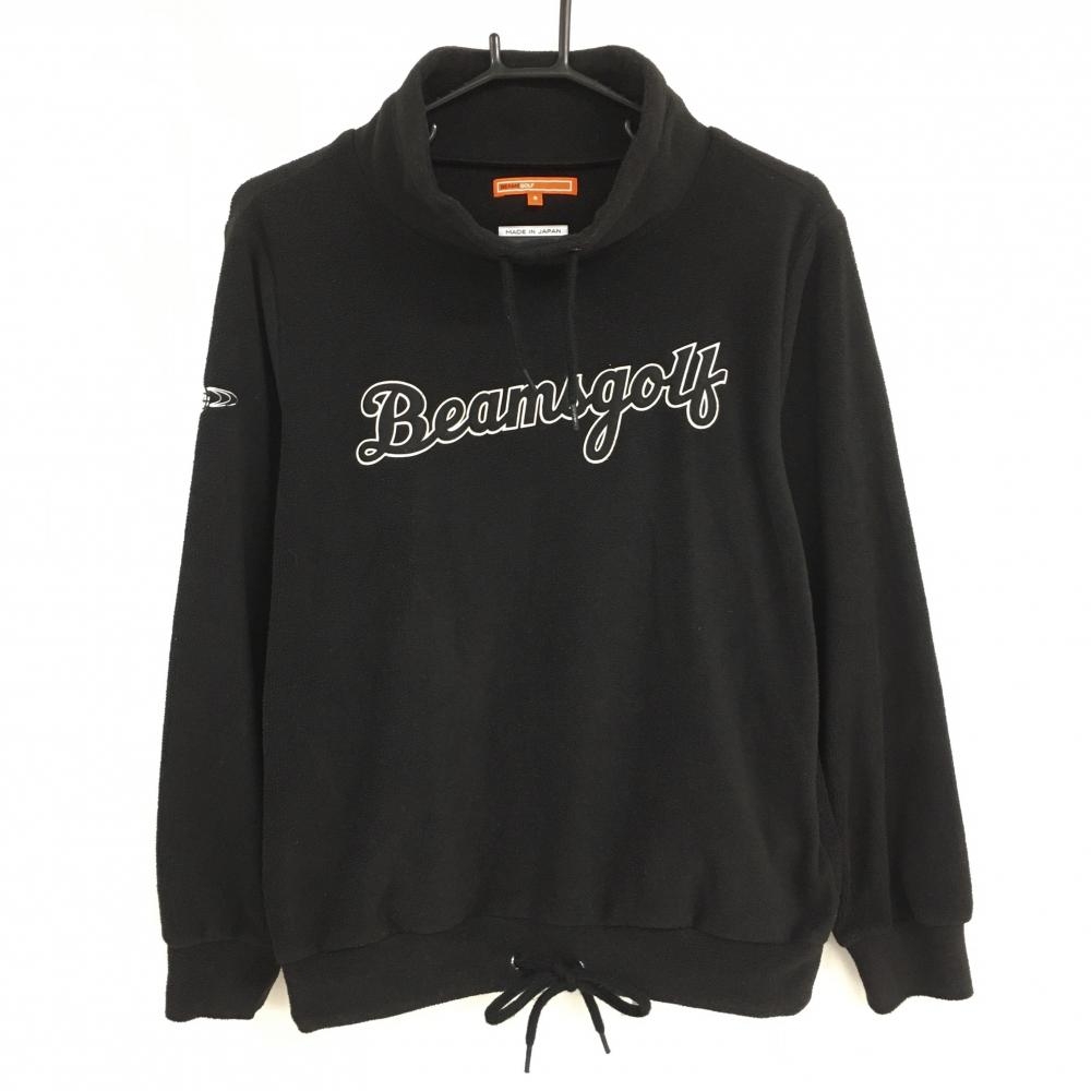 ビームスゴルフ 長袖ハイネックシャツ 黒×白 フロントロゴ 微起毛  レディース S ゴルフウェア BEAMS GOLF