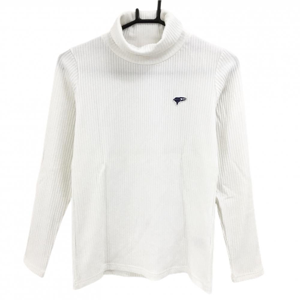 ビームスゴルフ 長袖タートルネックシャツ 白 ロゴネイビー  レディース M ゴルフウェア BEAMS GOLF