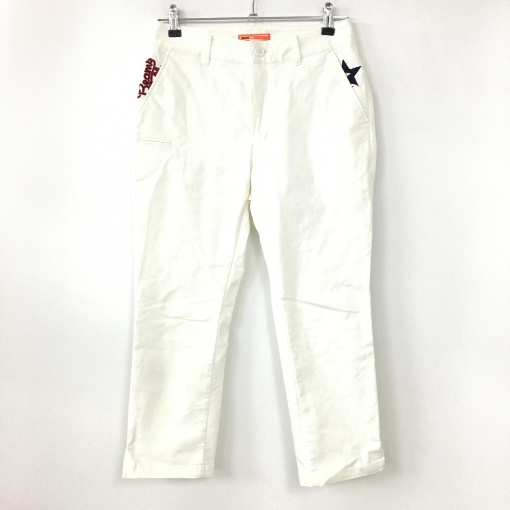 ビームスゴルフ パンツ 白×ネイビー 5ポケット ロゴ刺しゅう  レディース L ゴルフウェア 2022年モデル BEAMS GOLF