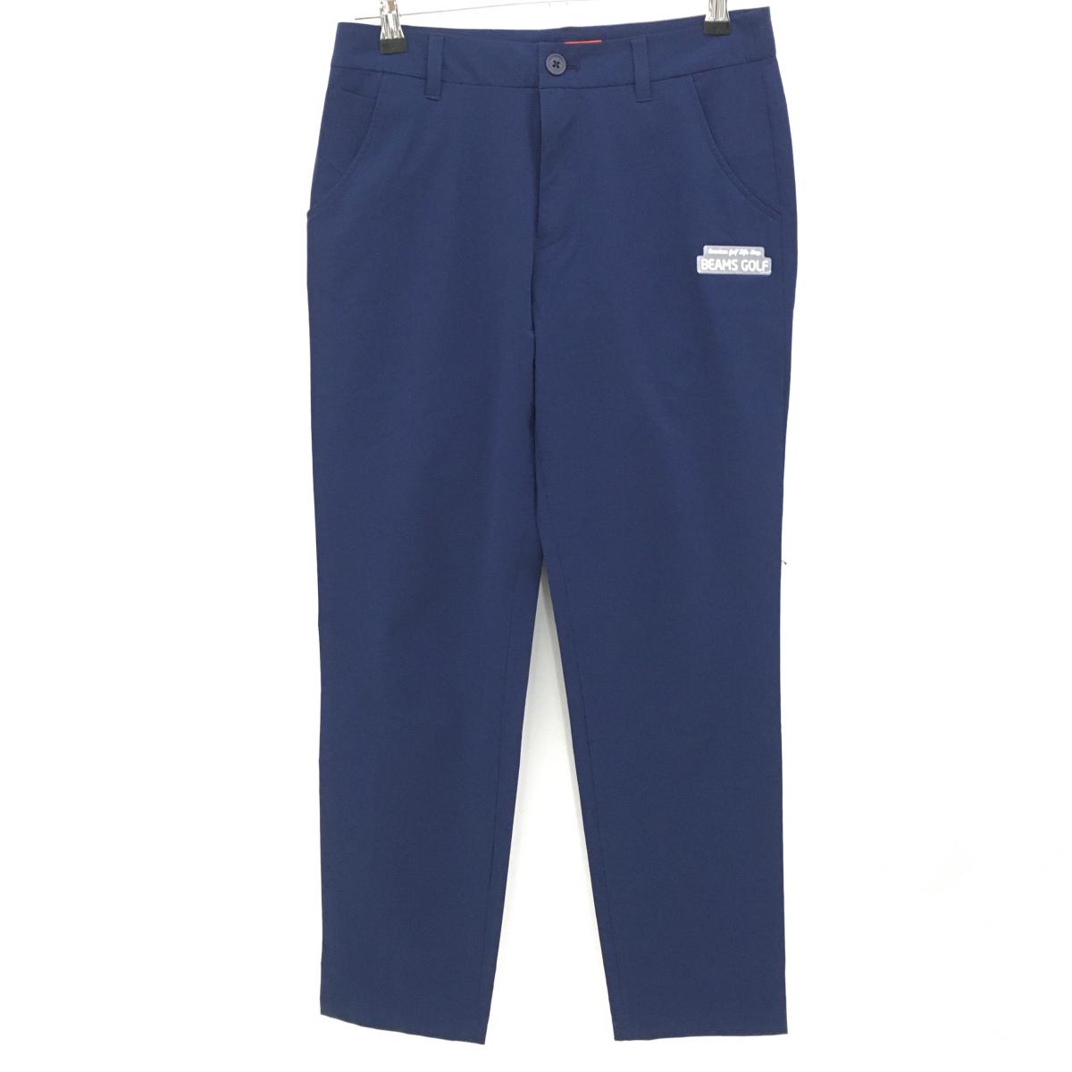 【美品】ビームスゴルフ パンツ ネイビー メッシュ調 シリコンワッペン レディース L ゴルフウェア BEAMS GOLF