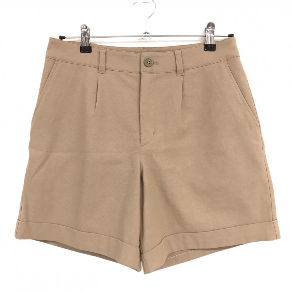 【美品】ビームスゴルフ ショートパンツ ライトブラウン ロゴワッペン レディース L ゴルフウェア BEAMS GOLF