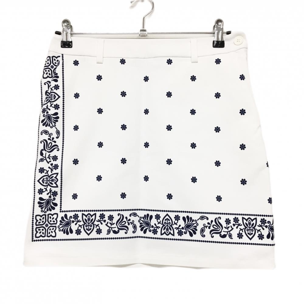【美品】ビームスゴルフ スカート 白×ネイビー 花柄 レディース L ゴルフウェア 2023年モデル BEAMS GOLF