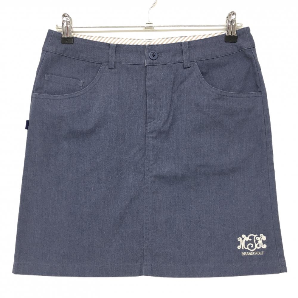 【美品】ビームスゴルフ スカート ネイビー ウエスト裏斜めストライプ  レディース L ゴルフウェア BEAMS GOLF