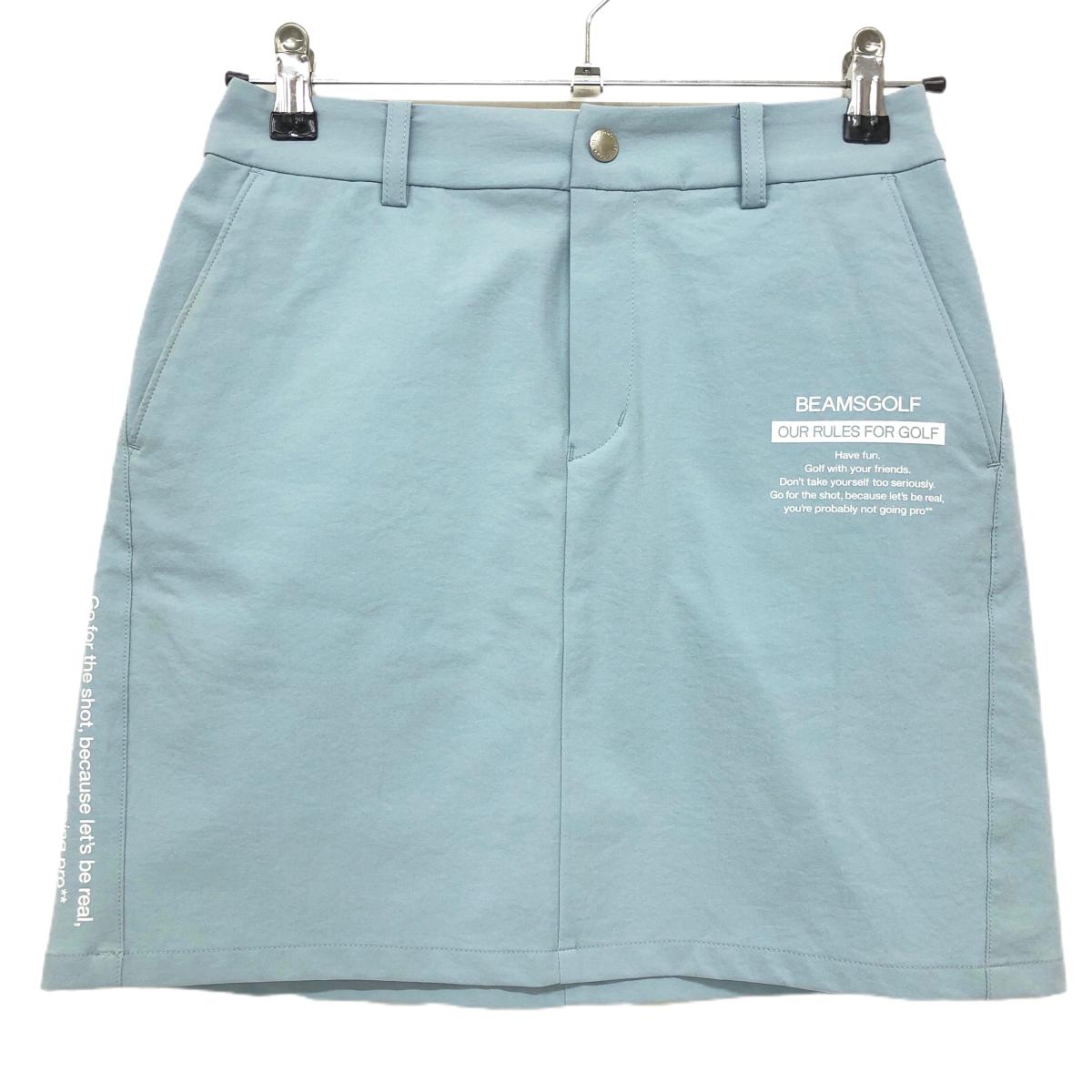 ビームスゴルフ スカート スモーキーブルー ×白 ロゴプリント レディース S ゴルフウェア BEAMS GOLF