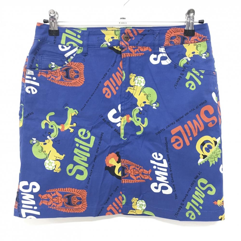 【美品】ビームスゴルフ×SUNSURF スカート ブルー系×レッド×ライトグリーン 総柄 レディース L ゴルフウェア BEAMS GOLF