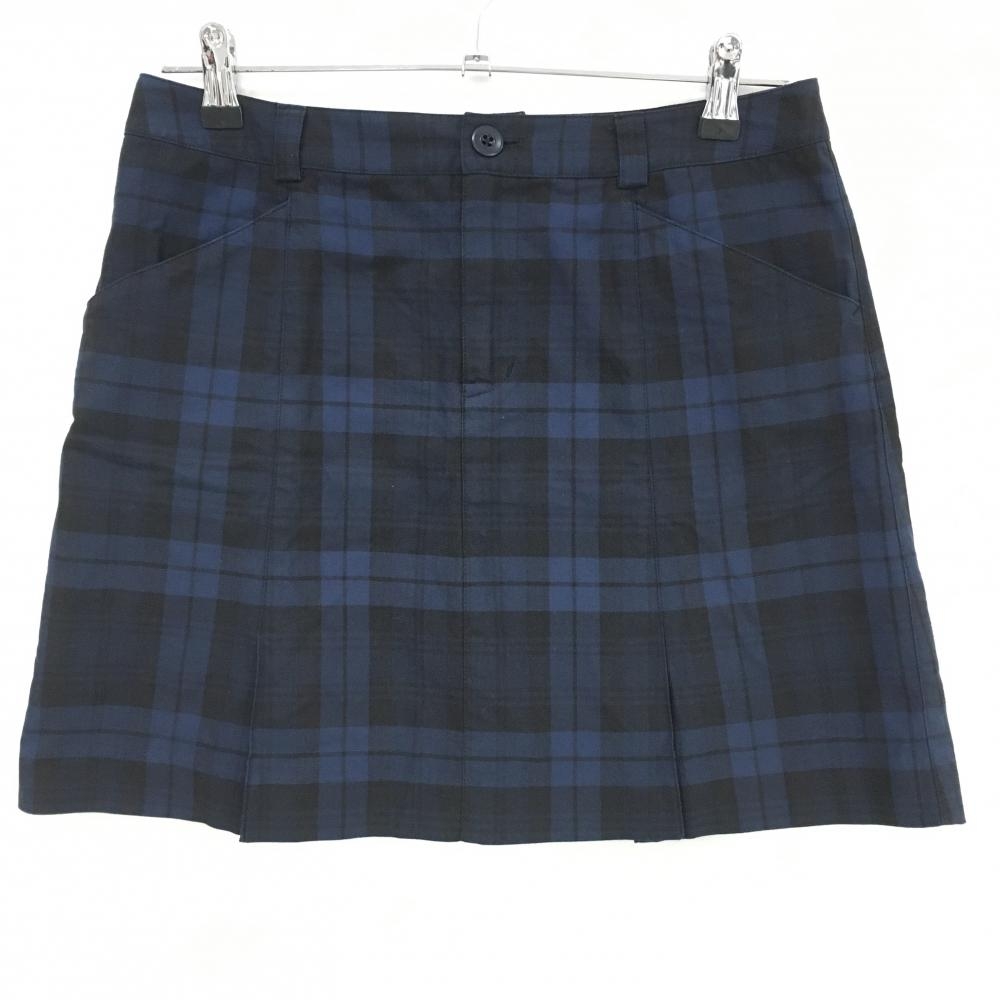 【超美品】ビームスゴルフ スカート ネイビー×ダークネイビー チェック ストレッチ  レディース L ゴルフウェア BEAMS GOLF