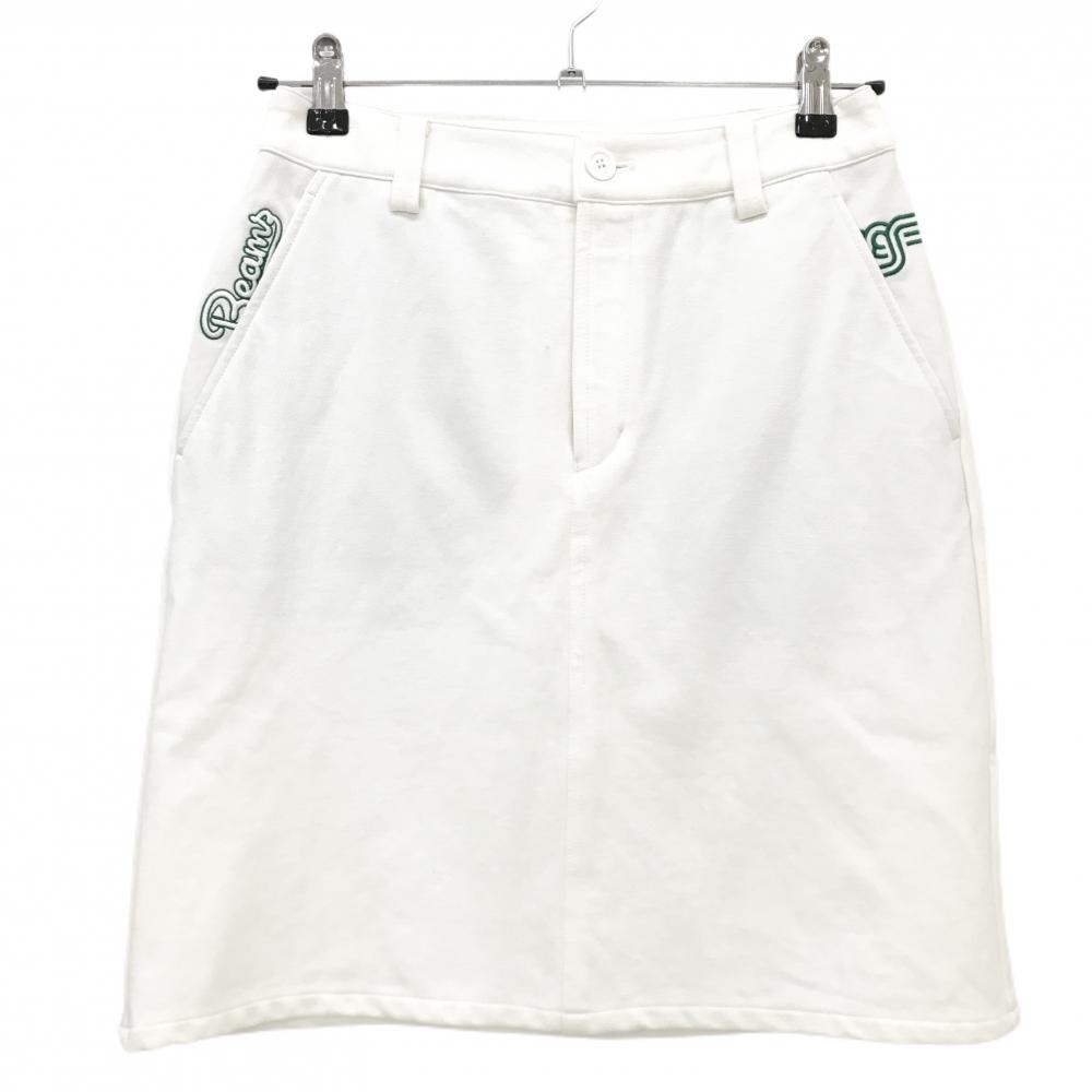 【美品】ビームスゴルフ スカート 白 ロゴグリーン ストレッチ レディース M ゴルフウェア 2024年モデル BEAMS GOLF