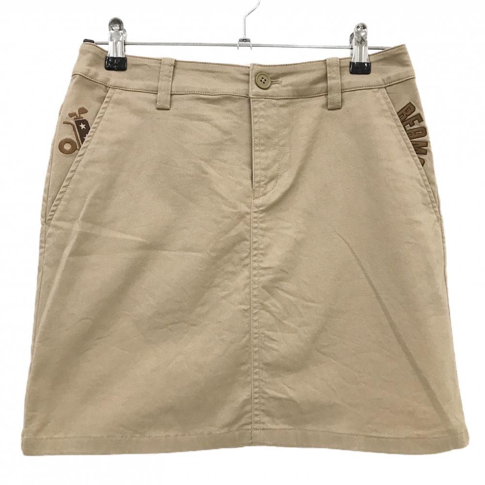 【超美品】ビームスゴルフ スカート ベージュ ロゴ白 ストレッチ  レディース S ゴルフウェア BEAMS GOLF