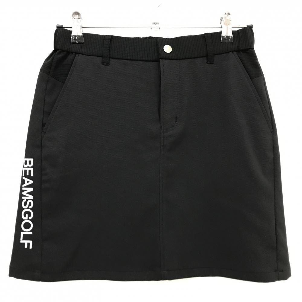 【超美品】ビームスゴルフ スカート 黒 ストレッチ ウエスト一部ゴム サイドロゴ レディース M ゴルフウェア 2024年モデル BEAMS GOLF