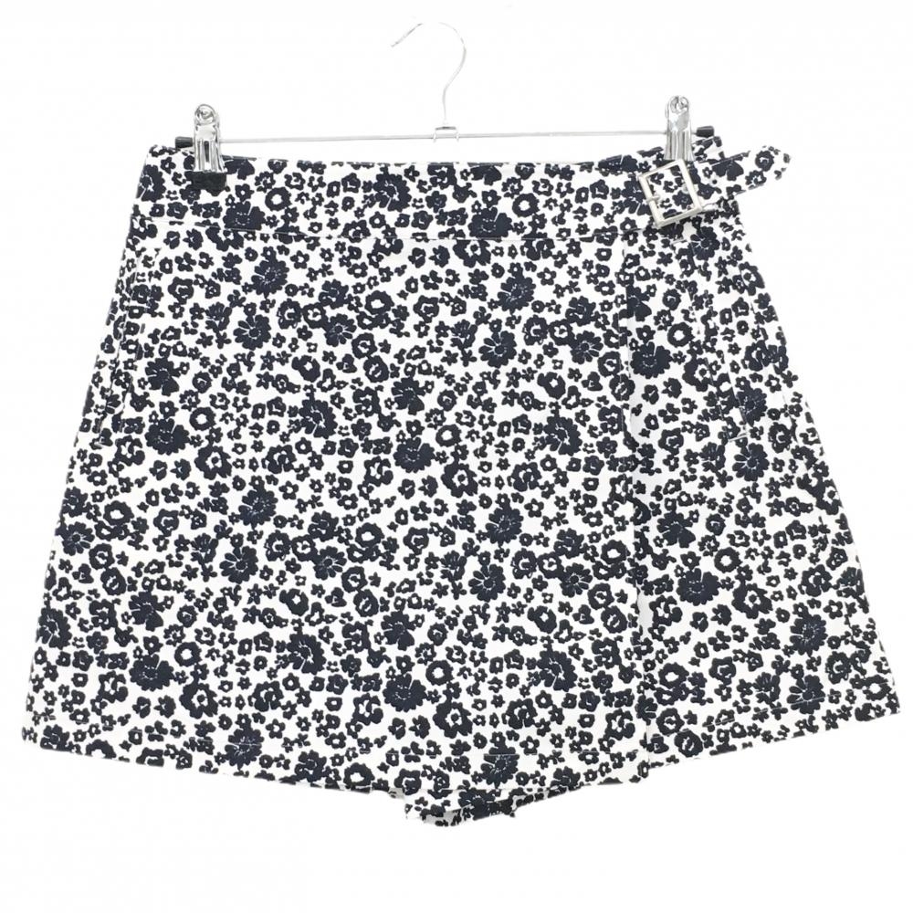 【超美品】ビームスゴルフ キュロットスカート 白×ダークネイビー 花柄  レディース M ゴルフウェア BEAMS GOLF