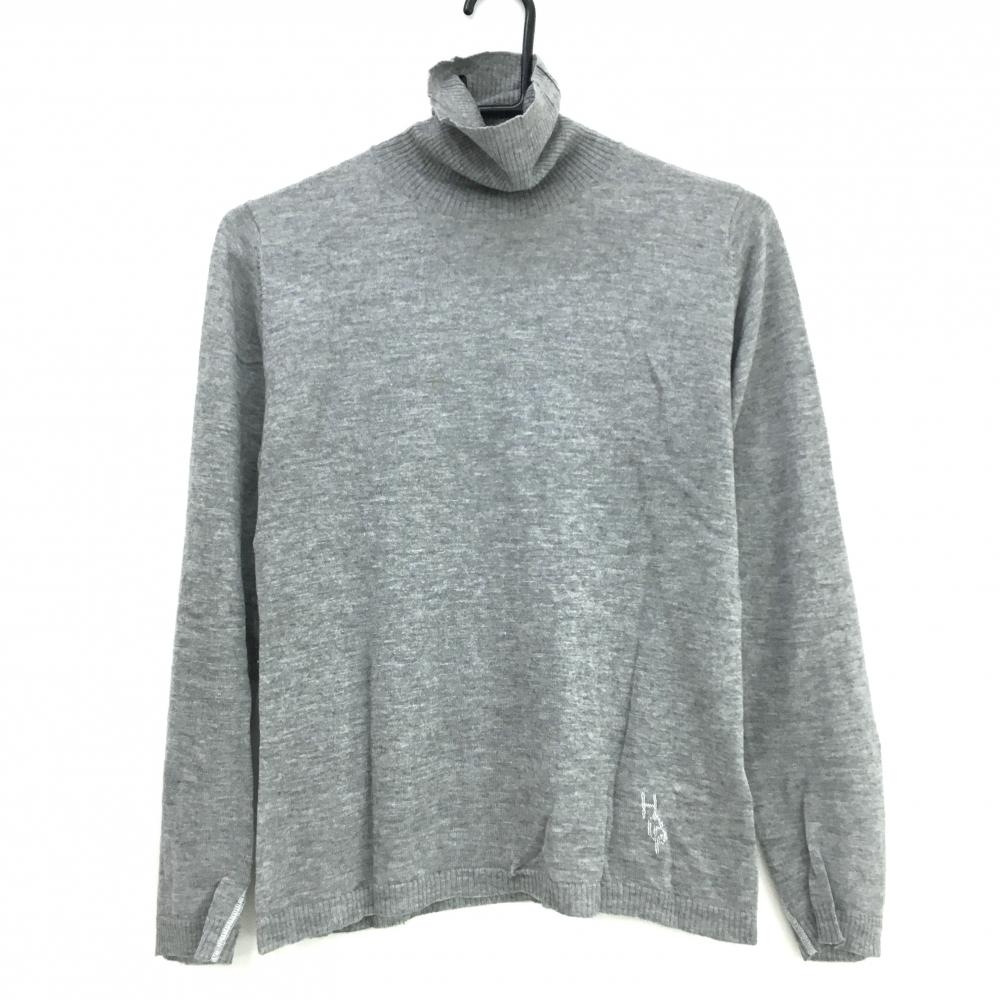 【美品】ヒールクリーク タートルネックセーター グレー カシミヤ混 ニット 薄手  レディース 40(M) ゴルフウェア Heal Creek