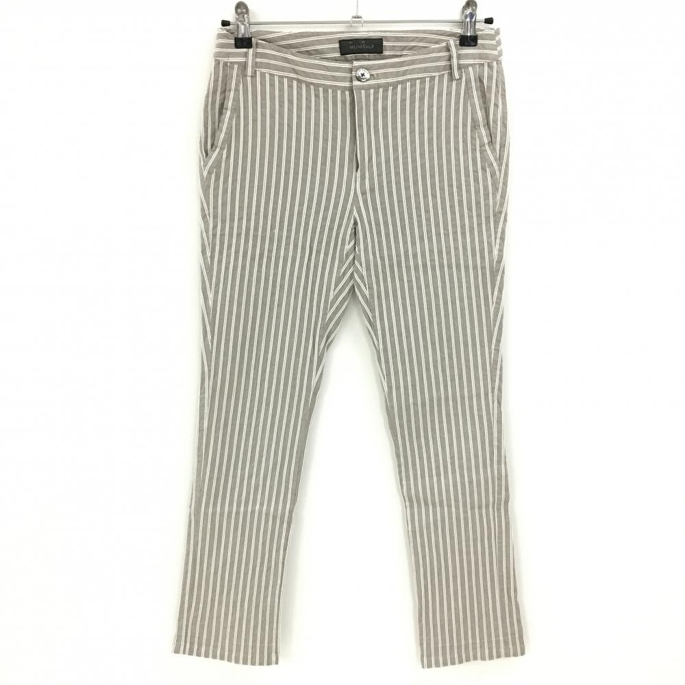 ムニタルプ パンツ ブラウン×白 ストライプ ストレッチ ヒールクリーク レディース 42(L) ゴルフウェア Heal Creek