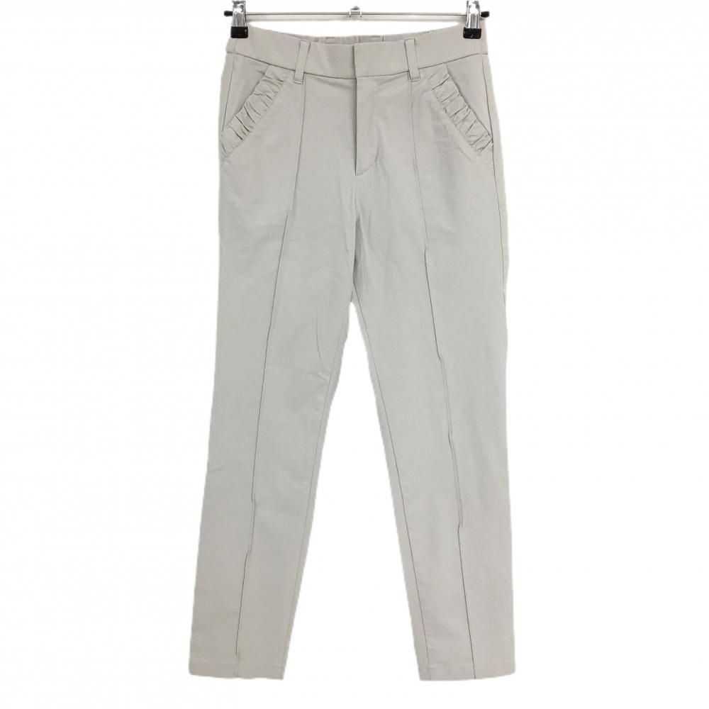 【超美品】ヒールクリーク パンツ ライトグレー ナイロン ストレッチ レディース 40(M) ゴルフウェア Heal Creek