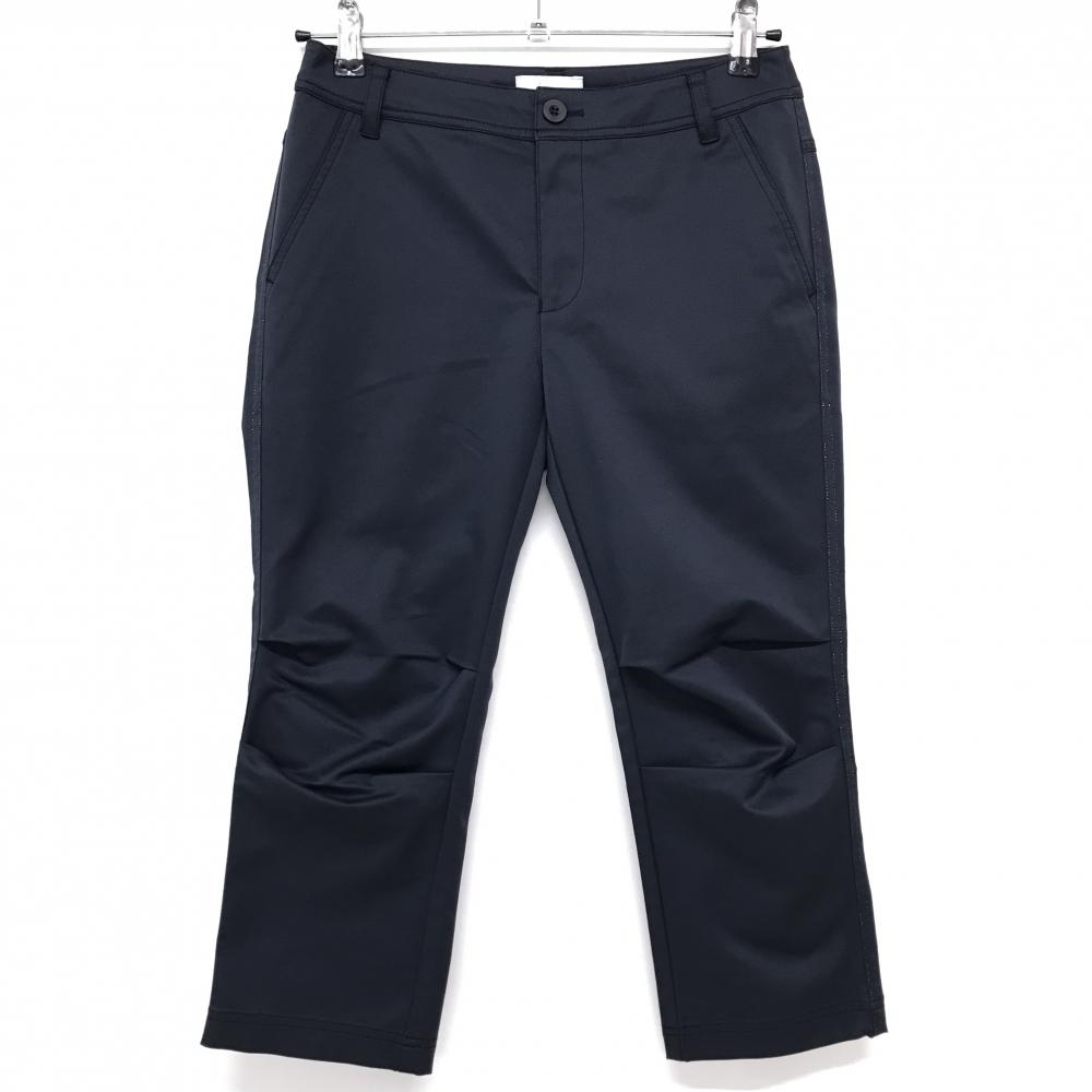 【超美品】ヒールクリーク 七分丈パンツ ダークグレー サイドライン ロゴ刺しゅう レディース 40(M) ゴルフウェア Heal Creek