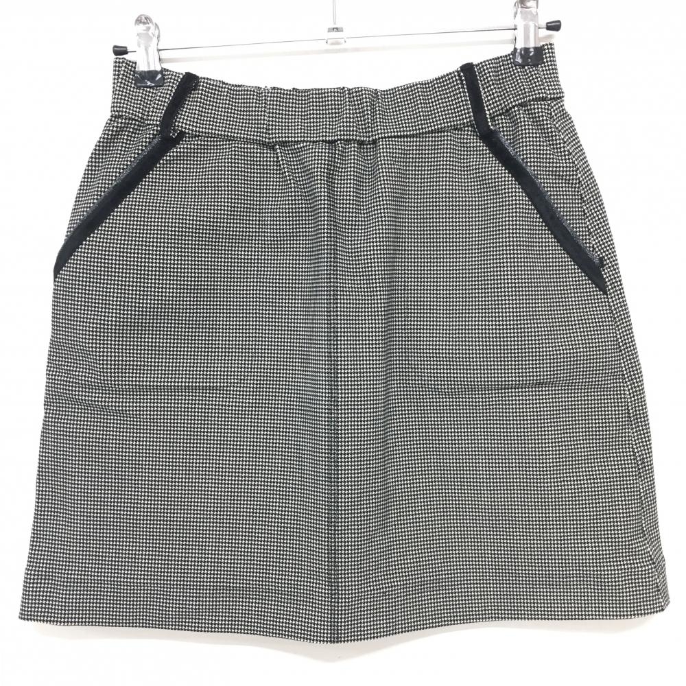 【超美品】ヒールクリーク スカート 黒×白 千鳥格子 ストレッチ ウエストゴム レディース 40 ゴルフウェア Heal Creek