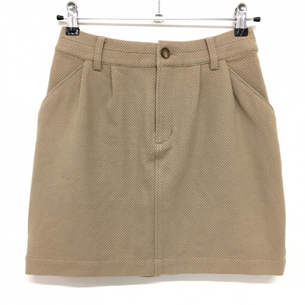 【超美品】ヒールクリーク ストレッチスカート ベージュ系×白 ピンドット 秋冬  レディース 38(S) ゴルフウェア Heal Creek