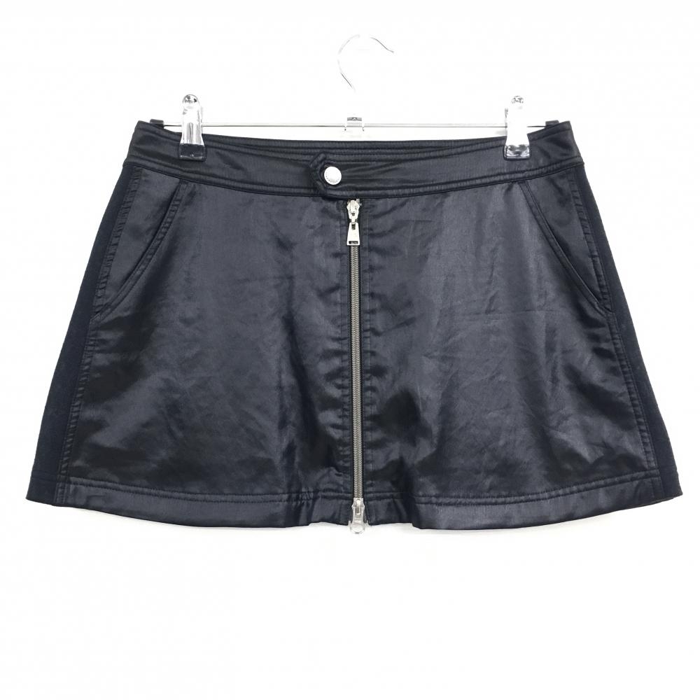 【超美品】ヒールクリーク ミニスカート 黒 裏地メッシュ 無地 レディース 40(M) ゴルフウェア Heal Creek