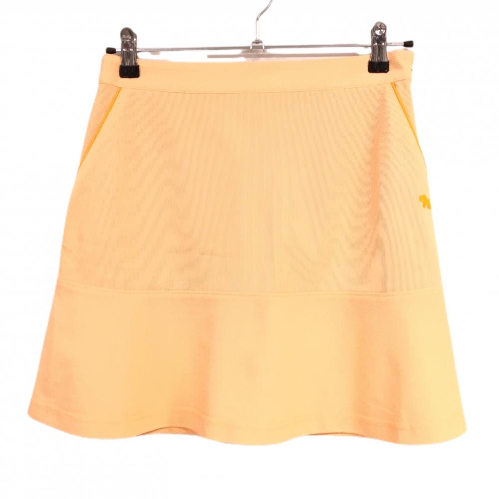 【新品】ヒールクリーク スカート オレンジ ベルト部一部ゴム ロゴ  レディース 42(L) ゴルフウェア Heal Creek