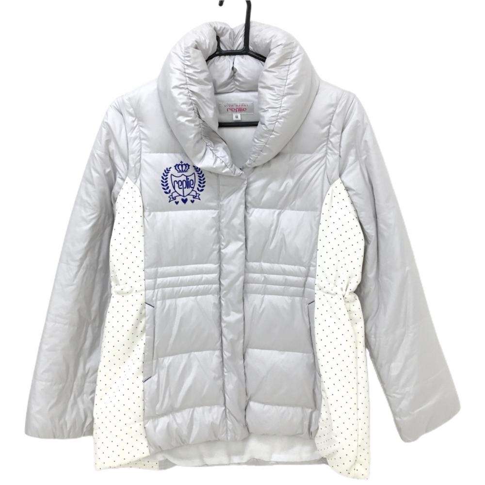 ビバハート 2WAYダウンジャケット ライトグレー サイド切替 袖着脱可 レディース 44(XL ) ゴルフウェア VIVA HEART