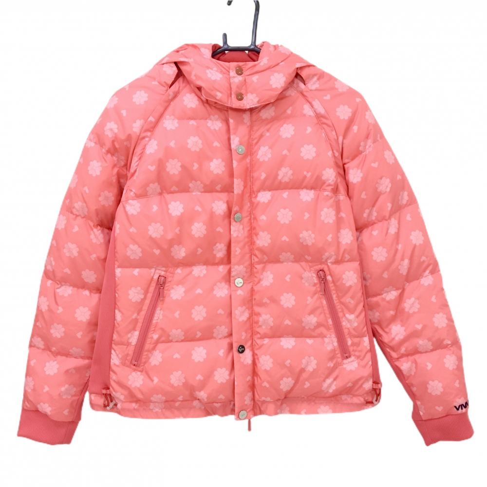 【超美品】ビバハート 4WAYダウンジャケット サーモンピンク×ライトピンク ダウン80％ レディース 42 ゴルフウェア VIVA HEART