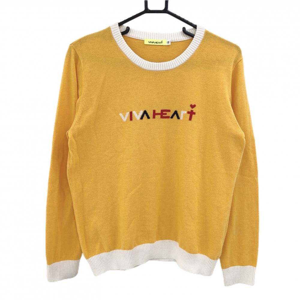 ビバハート セーター オレンジ×白 胸ロゴ  レディース 44(XL) ゴルフウェア VIVA HEART 画像