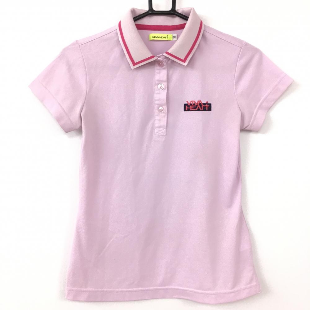 VIVA HEART ビバハート 半袖ポロシャツ ピンク 襟裏ロゴ  レディース 38 ゴルフウェア 画像