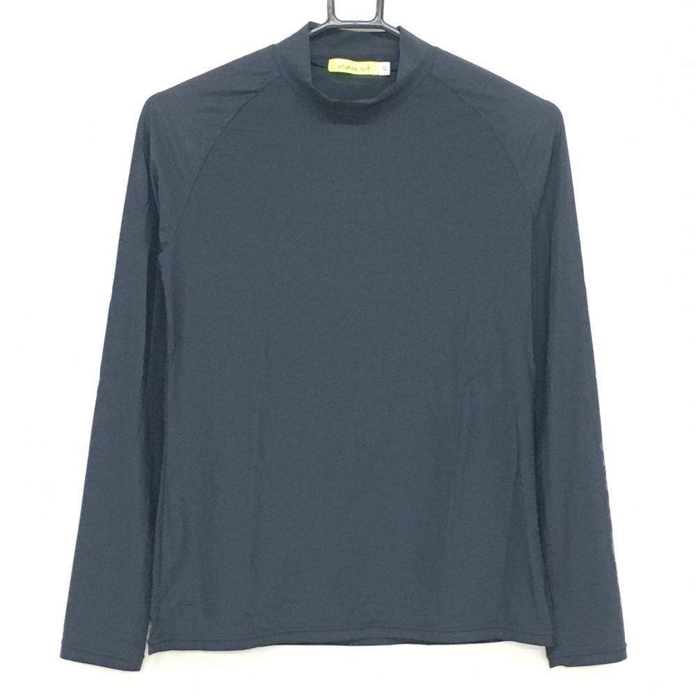 【超美品】ビバハート ハイネックインナーシャツ ネイビー 袖ロゴ  レディース 42(L) ゴルフウェア VIVA HEART