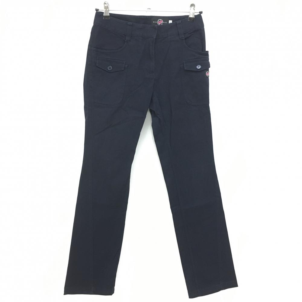 ビバハート パンツ ネイビー 後ポケット刺しゅう レディース 40(M) ゴルフウェア VIVA HEART