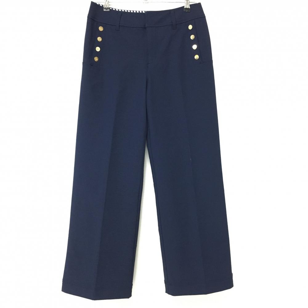 ビバハート パンツ ネイビー ゴールドボタン バックロゴ レディース 42(L) ゴルフウェア VIVA HEART
