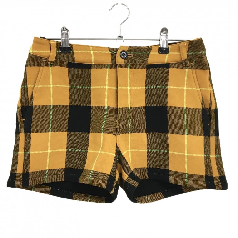 ビバハート ショートパンツ オレンジ×黒 チェック  レディース 40(M) ゴルフウェア VIVA HEART