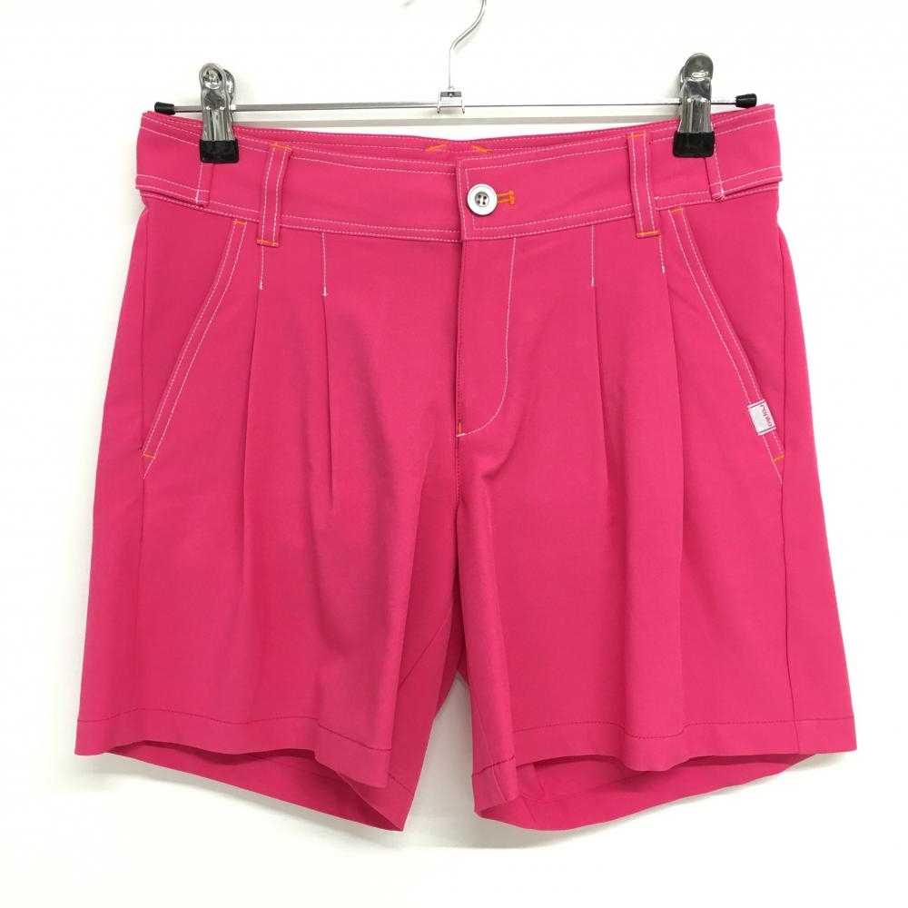 【超美品】ビバハート リプリエ ショートパンツ ピンク×白 2タック ステッチ 品質タグ記入有 レディース 10(M) ゴルフウェア VIVA HEART