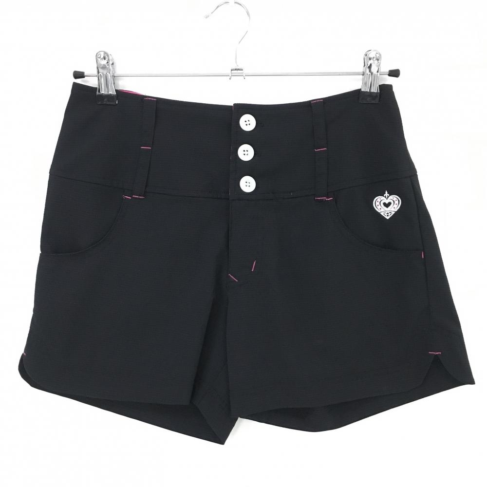 ビバハート ショートパンツ 黒 ロゴ刺しゅう レディース 40(M) ゴルフウェア VIVA HEART