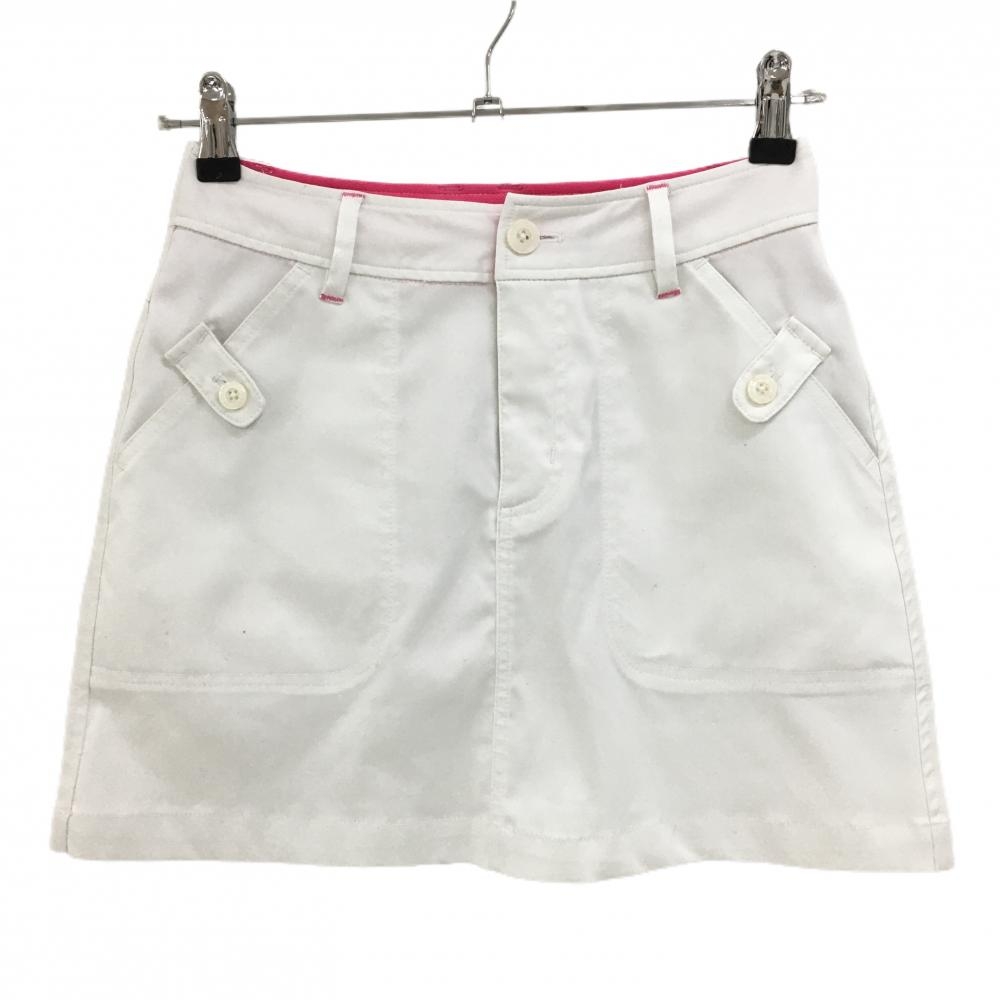 【美品】ビバハート スカート 白×ピンク ポケット口ボタン  レディース 38(S) ゴルフウェア VIVA HEART