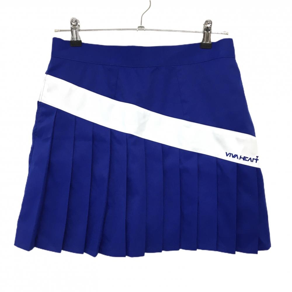 【新品】ビバハート スカート ブルー×白 裾プリーツ 内側インナーパンツ レディース 42(L) ゴルフウェア VIVA HEART