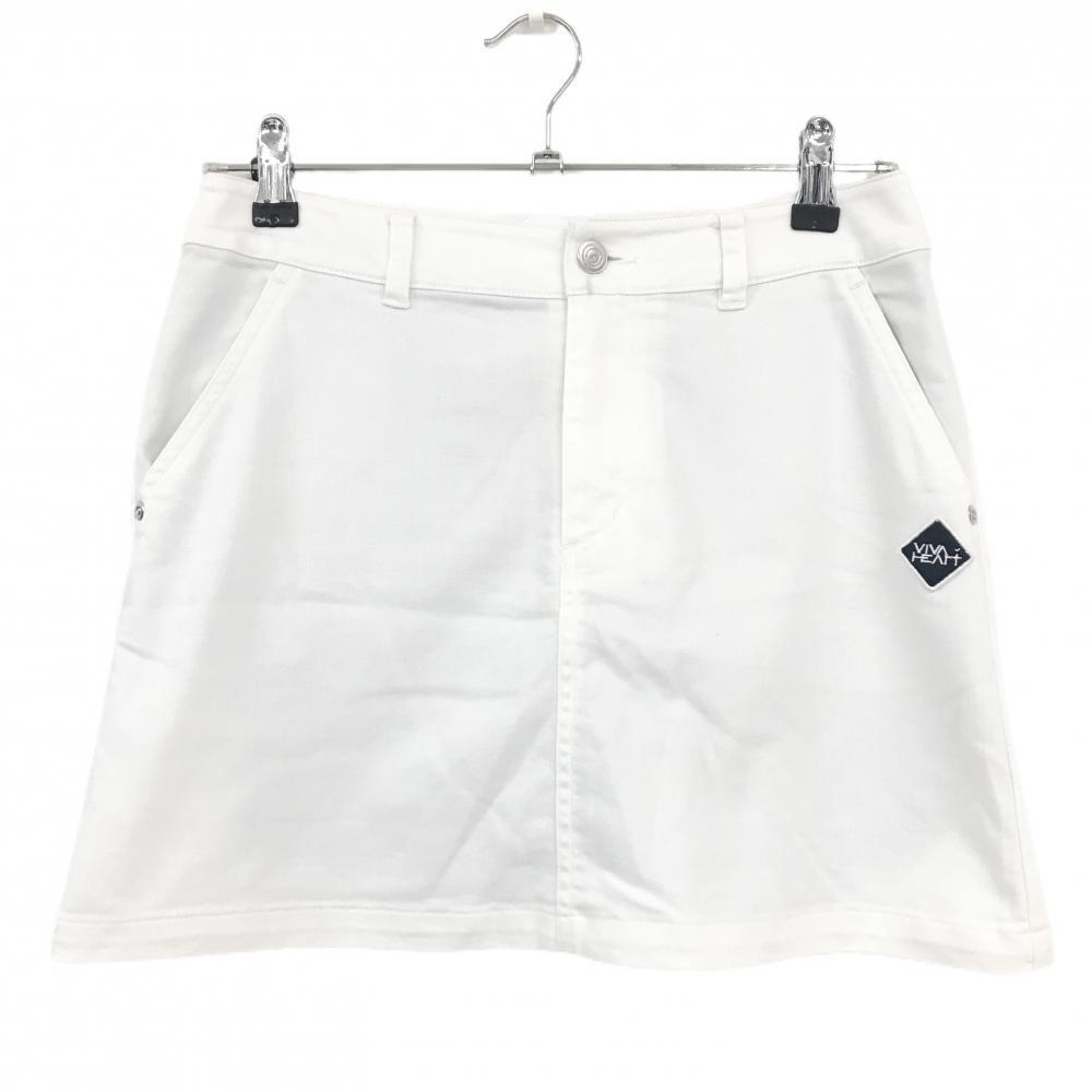 【美品】ビバハート スカート 白 ロゴワッペン 内側インナーパンツ レディース 40(M) ゴルフウェア VIVA HEART