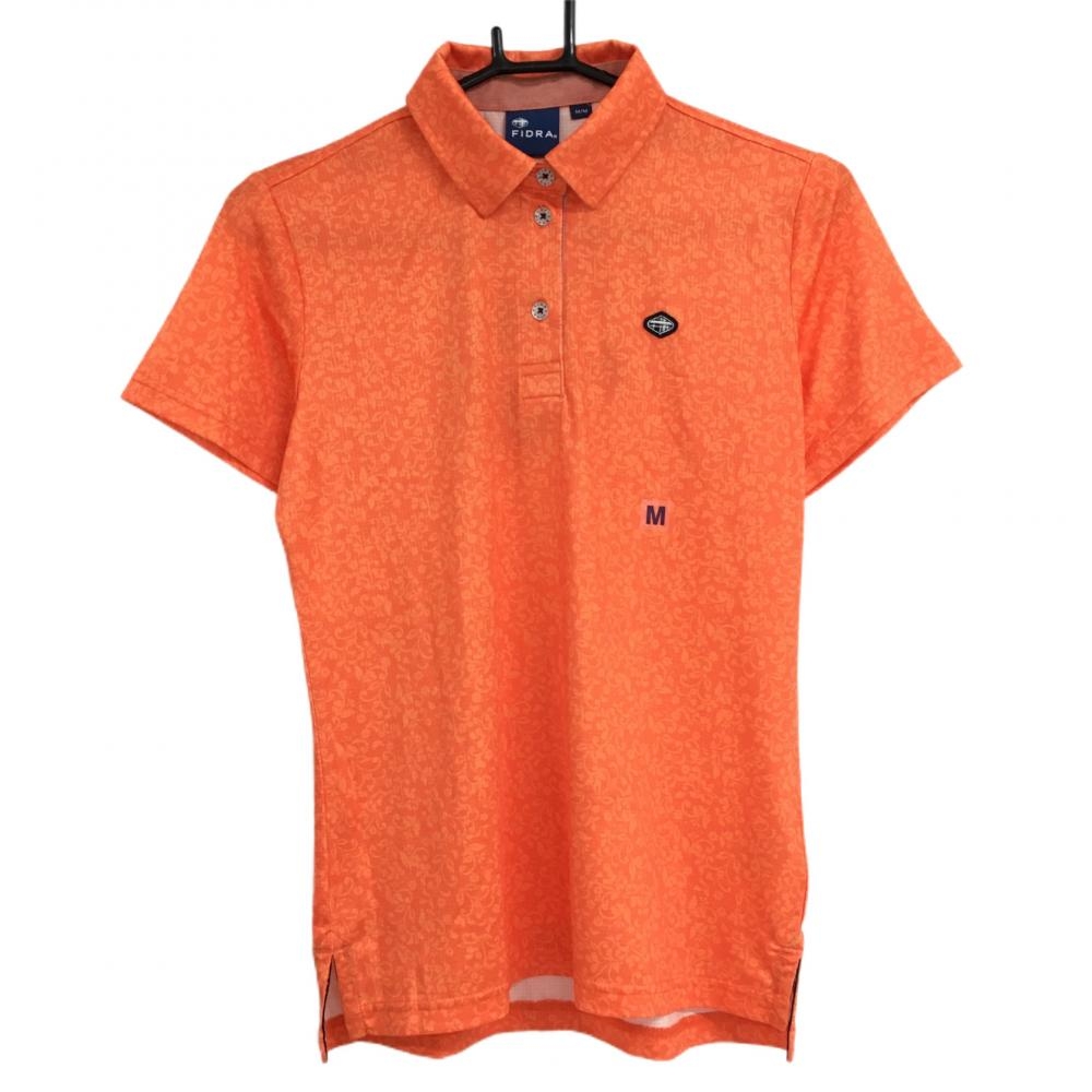 【新品】フィドラ 半袖ポロシャツ オレンジ 花柄 メッシュ調 レディース M/M ゴルフウェア FIDRA