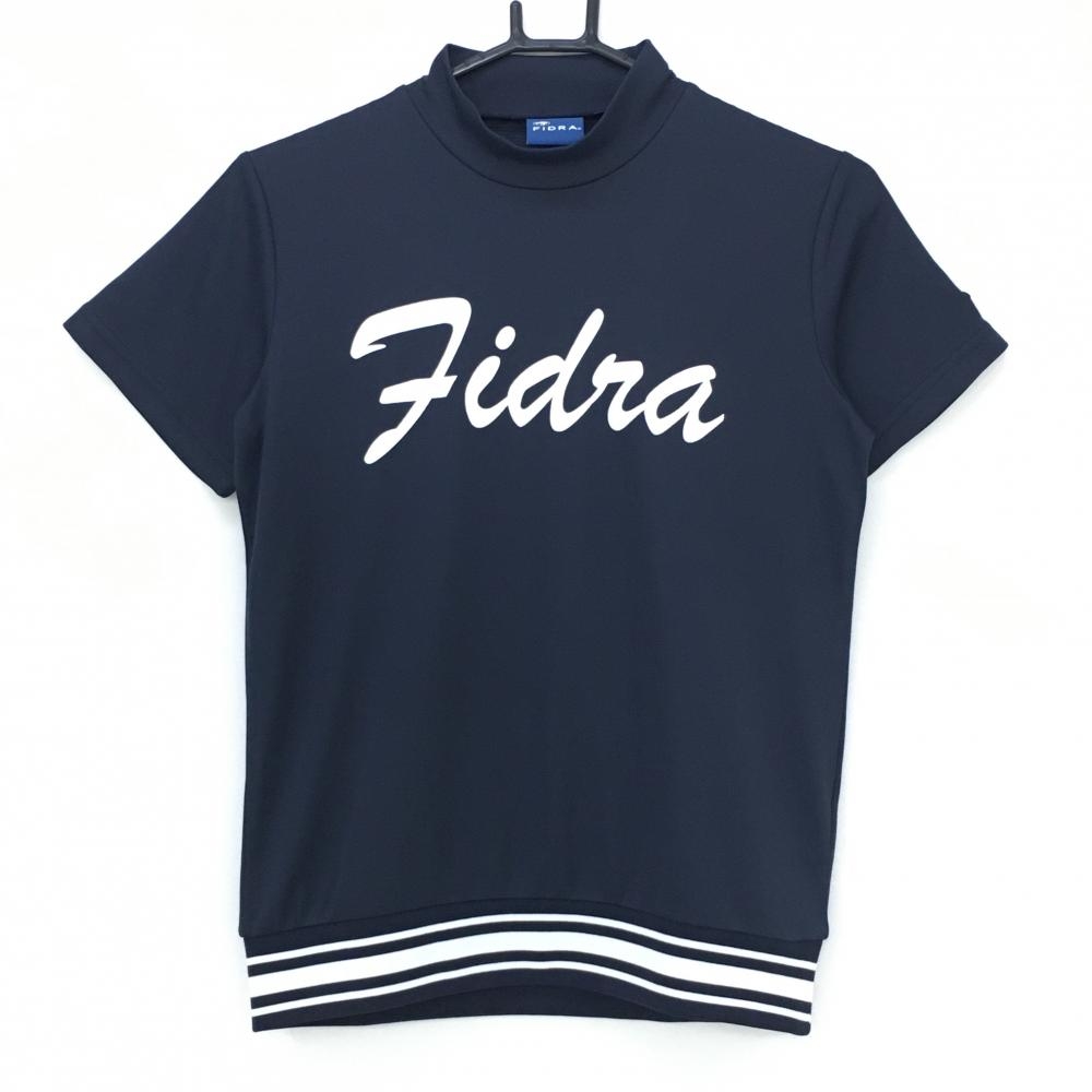 フィドラ 半袖ハイネックシャツ ネイビー×白 裾リブライン レディース M/M ゴルフウェア FIDRA