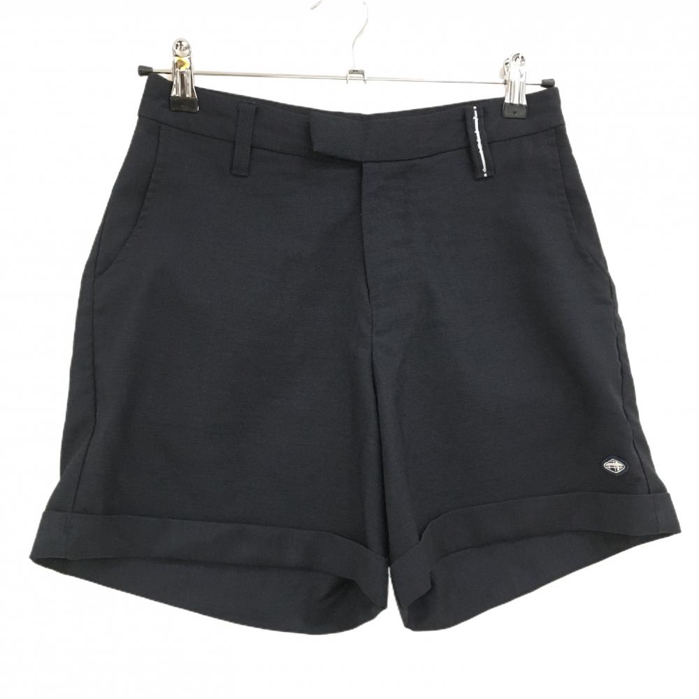 【超美品】フィドラ ショートパンツ 杢ダークネイビー ロゴワッペン レディース S/P ゴルフウェア FIDRA