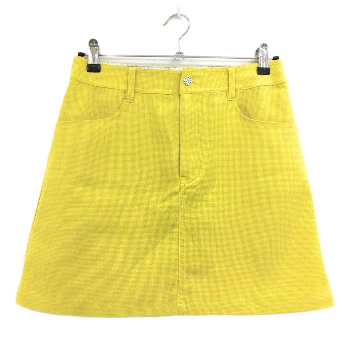 【美品】フィドラ スカート イエロー ロゴ刺しゅう レディース L ゴルフウェア FIDRA