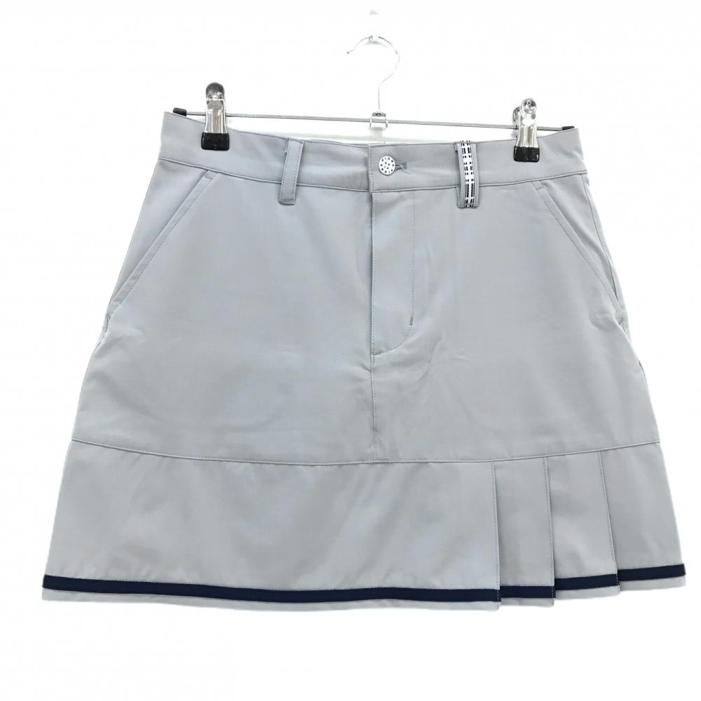 【超美品】フィドラ スカート グレー×ネイビー 裾テープライン ロゴワッペン ストレッチ レディース M/M ゴルフウェア FIDRA