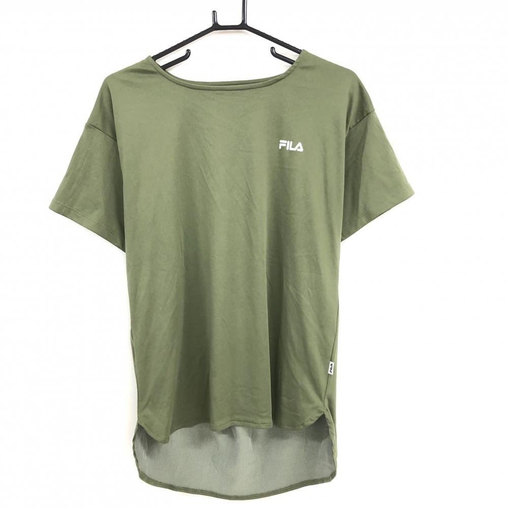【超美品】フィラ Tシャツ カーキ 背面ドレープ レディース L ゴルフウェア FILA GOLF