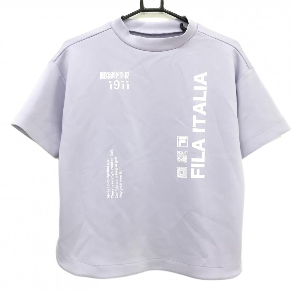 【美品】フィラゴルフ 半袖シャツ パープル ロゴプリント レディース M ゴルフウェア FILA GOLF