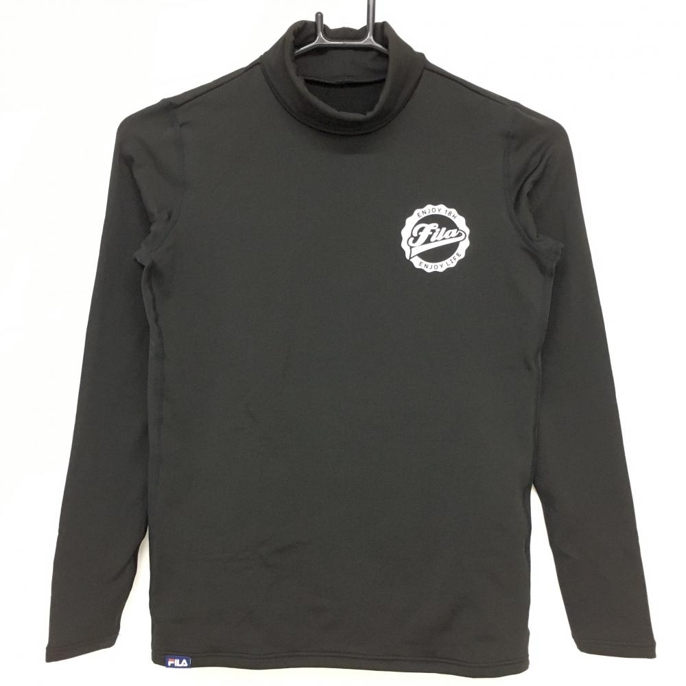 【超美品】フィラゴルフ インナーシャツ 黒 裏起毛 ハイネック ストレッチ レディース M ゴルフウェア FILA GOLF
