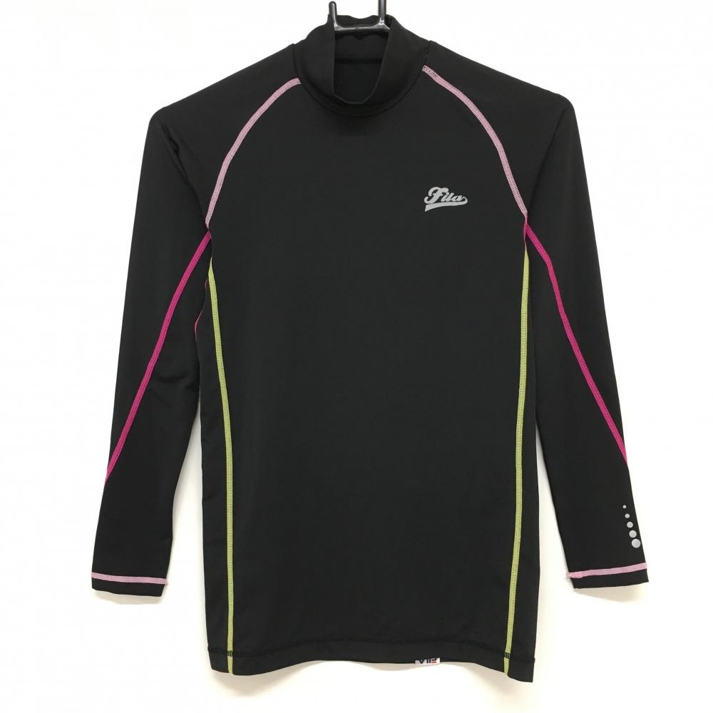 【超美品】フィラゴルフ インナーシャツ 黒×ピンク ハイネックシャツ  レディース M ゴルフウェア FILA GOLF