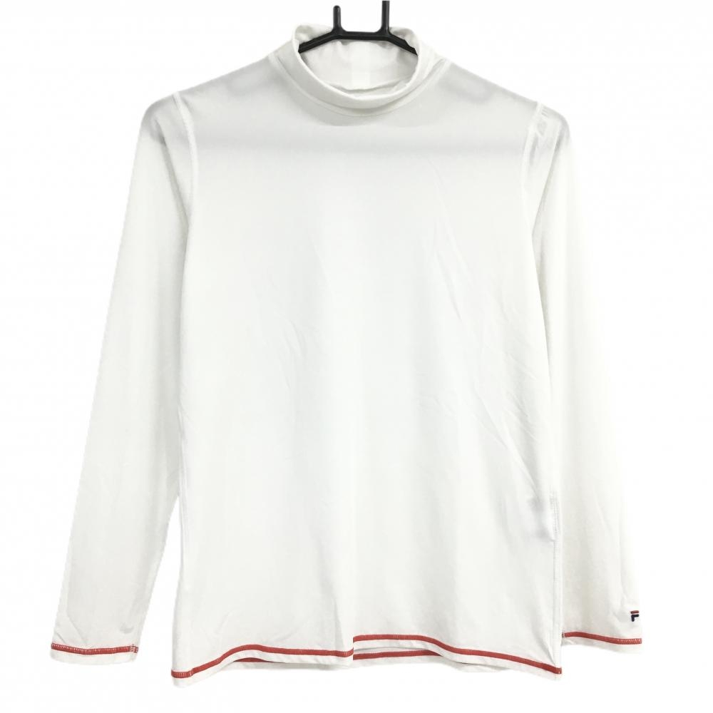 【超美品】フィラゴルフ ハイネックインナーシャツ 白×レッド レディース L ゴルフウェア FILA GOLF