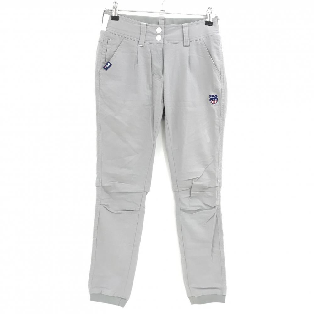 フィラゴルフ ジョガーパンツ グレー×白 ウエスト一部ゴムロゴ ハート  レディース M ゴルフウェア FILA GOLF