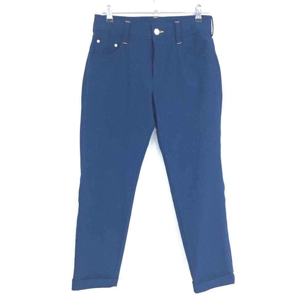 【超美品】フィラゴルフ パンツ ネイビー×イエロー 後ポケット刺しゅう ストレッチ レディース L ゴルフウェア FILA GOLF