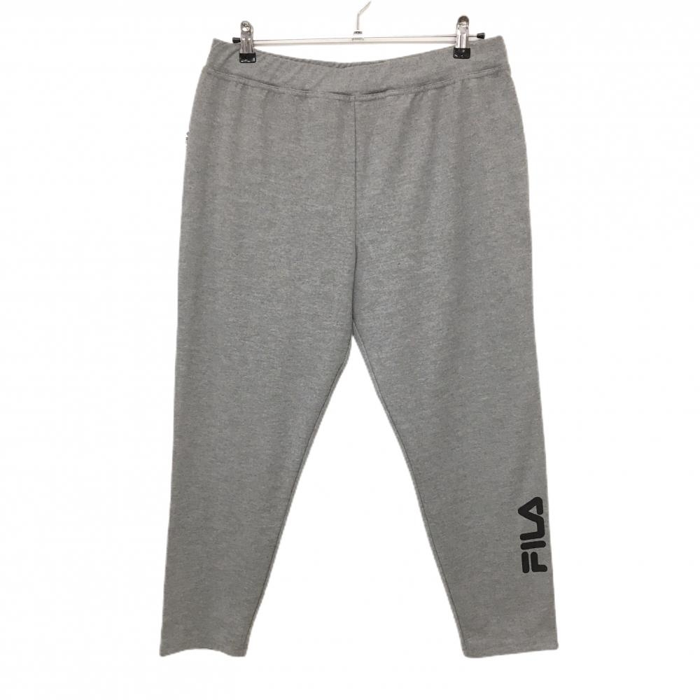 【新品】フィラ パンツ 杢グレー ウエストゴム 裾ロゴプリント レディース 3L ゴルフウェア 大きいサイズ FILA GOLF