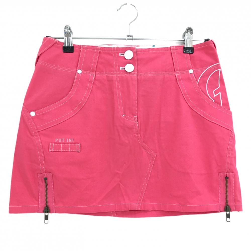 フィラゴルフ スカート ピンク 白ステッチ ハートワッペン インナーパンツ付き  レディース M ゴルフウェア FILA GOLF